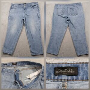 Talbots Flawless Five-Pocket Boyfriend Jeans Woman 20W Light Wash Stretch EUC